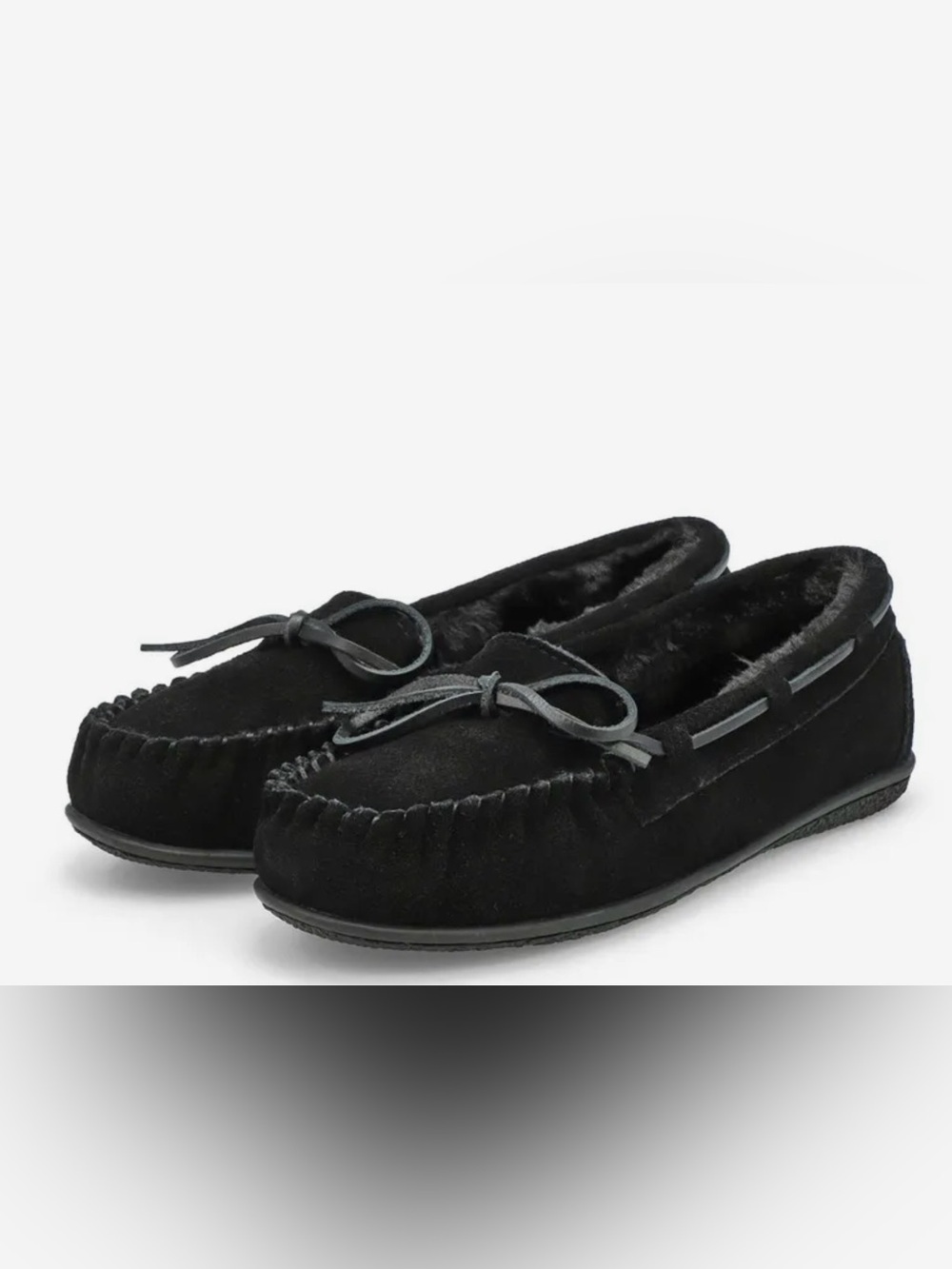 Softmoc Classic Black Faux-Fur Lined Moccasin Flats Size 9
